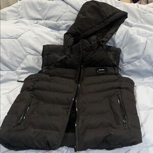 Black kids unisex Puffer Vest with Hood